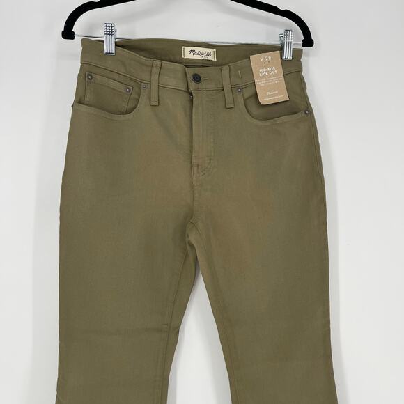Madewell Kick Out Crop Jeans Coated Edition Distant Surplus Green Size 28 NWT - Picture 13 of 13